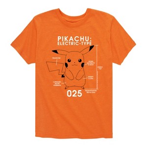 Boys' - Pokémon - Pikachu Pokedex Diagram Short Sleeve Graphic T-Shirt - 1 of 4