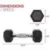 5lb 8lb 10lb 12lb 15lb Coated Rubber Hex Dumbbell, Pair of 2 - 2 of 4