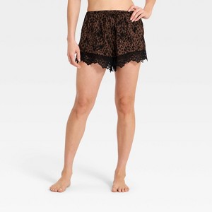 Women's Lace Trim Satin Pajama Shorts - Auden™ Brown M : Target