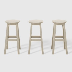 WestinTrends Malibu 29" All Weather Hdpe Outdoor Patio Round Backless Bar Stool (Set of 3) - 1 of 4