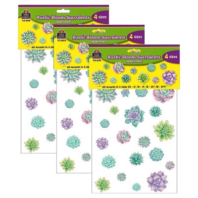 Teacher Created Resources Rustic Bloom Succulents Accents Assorted Sizes 60 Per Pack 3 Packs