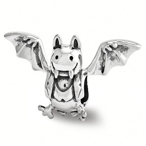 Black Bow Jewelry Vampire Bat Bead Charm in Antiqued Sterling Silver - 1 of 3