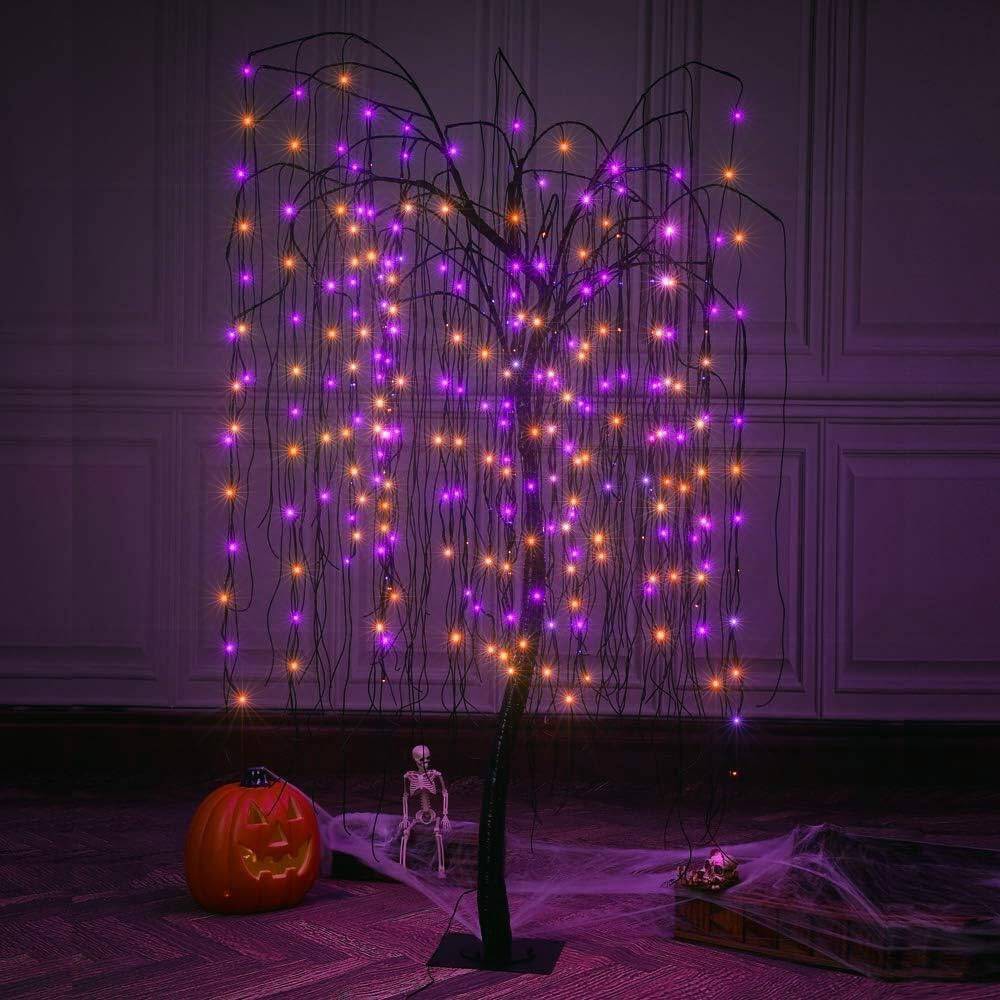 Photos - Floodlight / Street Light Christmas LIGHTSHARE Electric Halloween Willow Tree with Spiders Cobweb LED Outdoor Light Stakes Orange 