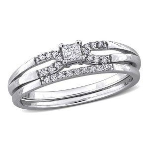 EVERLY JEWELRY | Sterling Silver 1/5 CT TW Diamond Split Shank Bridal Set Ring - 1 of 4