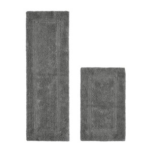 Lux Premium 100% Cotton Tufted Solid Reversible 2 PC Bath Rug Set – Ultra-Soft, Water-Absorbent, Durable, Machine Washable Bathroom Rug - 1 of 4