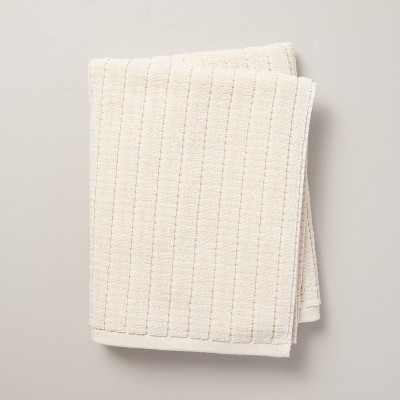 Hidden Stripe Terry Bath Towel Natural/honey - Hearth & Hand™ With ...
