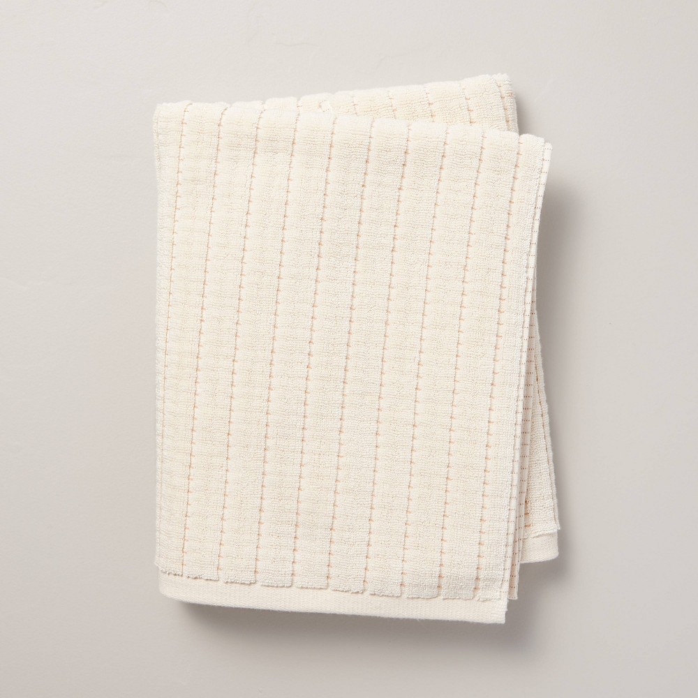 Photos - Towel Hidden Stripe Terry Bath  Natural/Honey - Hearth & Hand™ with Magnoli