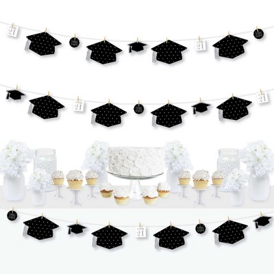 Big Dot of Happiness Tassel Worth The Hassle - Silver - 2021 Graduation Party DIY Decorations - Clothespin Garland Banner - 44 Pieces