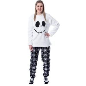 Seven Times Six Nightmare Before Christmas Adult 3 Piece Gift Set Pajama Pants, Top , Socks White - 1 of 4