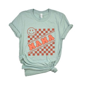 Simply Sage Market Women's Mama Checkerboard Smiley Face Short Sleeve Graphic Tee - 1 of 4