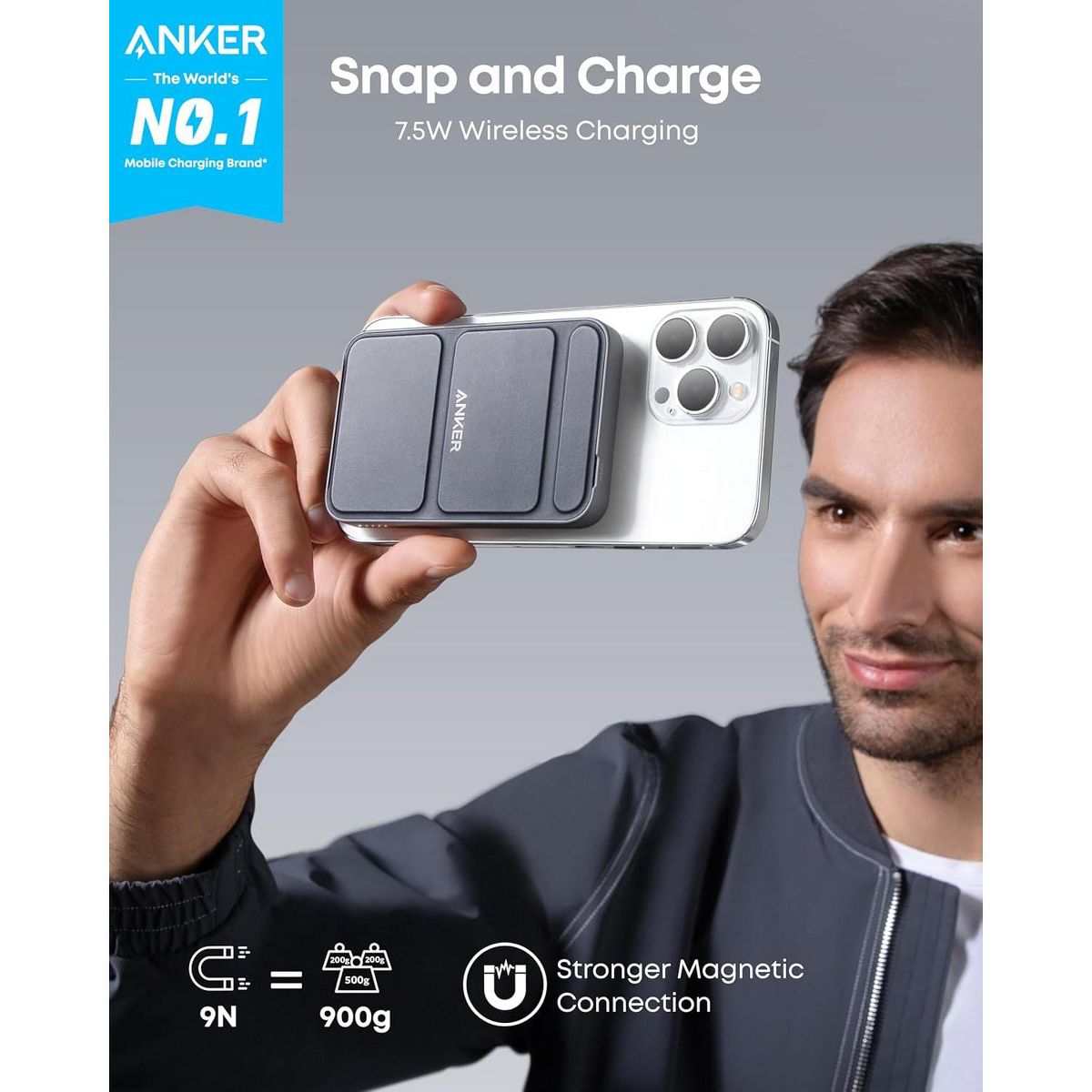 Anker 622 Magnetic Battery (MagGo), 5,000mAh Foldable Magnetic Wireless Portable Charger with Stand - thumbnail 8