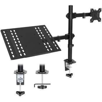 Mount-It! Laptop Desk Mount with Monitor Arm, Dual Laptop and Monitor Stand with Clamp / Grommet Base / Ventilated Cooling Tray