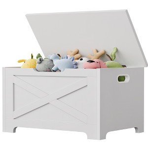 39.4in / 23.6in Storage Chest, Wooden Storage Bench With 2 Safety Hinges, Easy Assembly, Large Toy Chest for Entryway, Living Room, Bedroom - 1 of 4