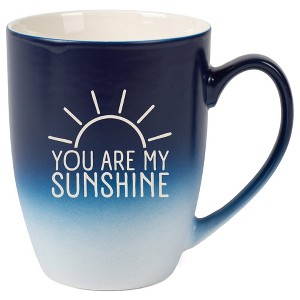 Elanze Designs You Are My Sunshine 12 Ounce Ceramic Laser-Etched Engraved Drinkware Mug, Blue and White Ombre - 1 of 4