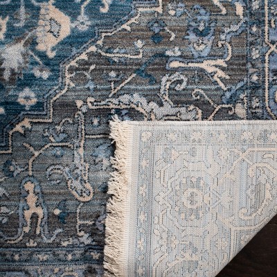 Vintage Charcoal and Blue Persian Runner Rug