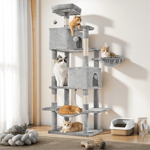 MAYEERTY Cat Tree Tower Multi-Cat Climbing Natural Sisal Scratching Posts Extended Platform Hammock - 1 of 4