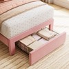 Twin Bed Frame with Under-Bed Drawer, Upholstered Platform Bed with Wave Headboard for Kids/Girls No Box Spring Needed - 4 of 4