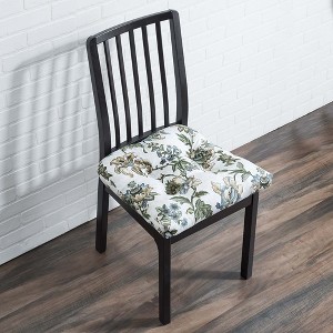 Ellis Curtain Madison Floral Design Printed Natural Ground Non-Skid Backing Chair Pad Blue - 1 of 4