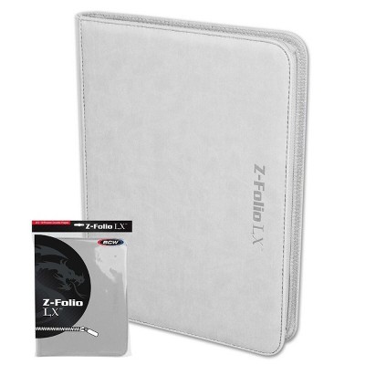 BCW GAMING Z-FOLIO 9-POCKET LX ALBUM White HOLDS 360 CARDS ZIPPER CLOSURE