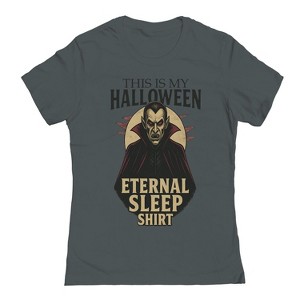Rerun Island Women Halloween Eternal Sleep Shirt Dracula Short Sleeve Graphic Cotton T-Shirt - 1 of 4