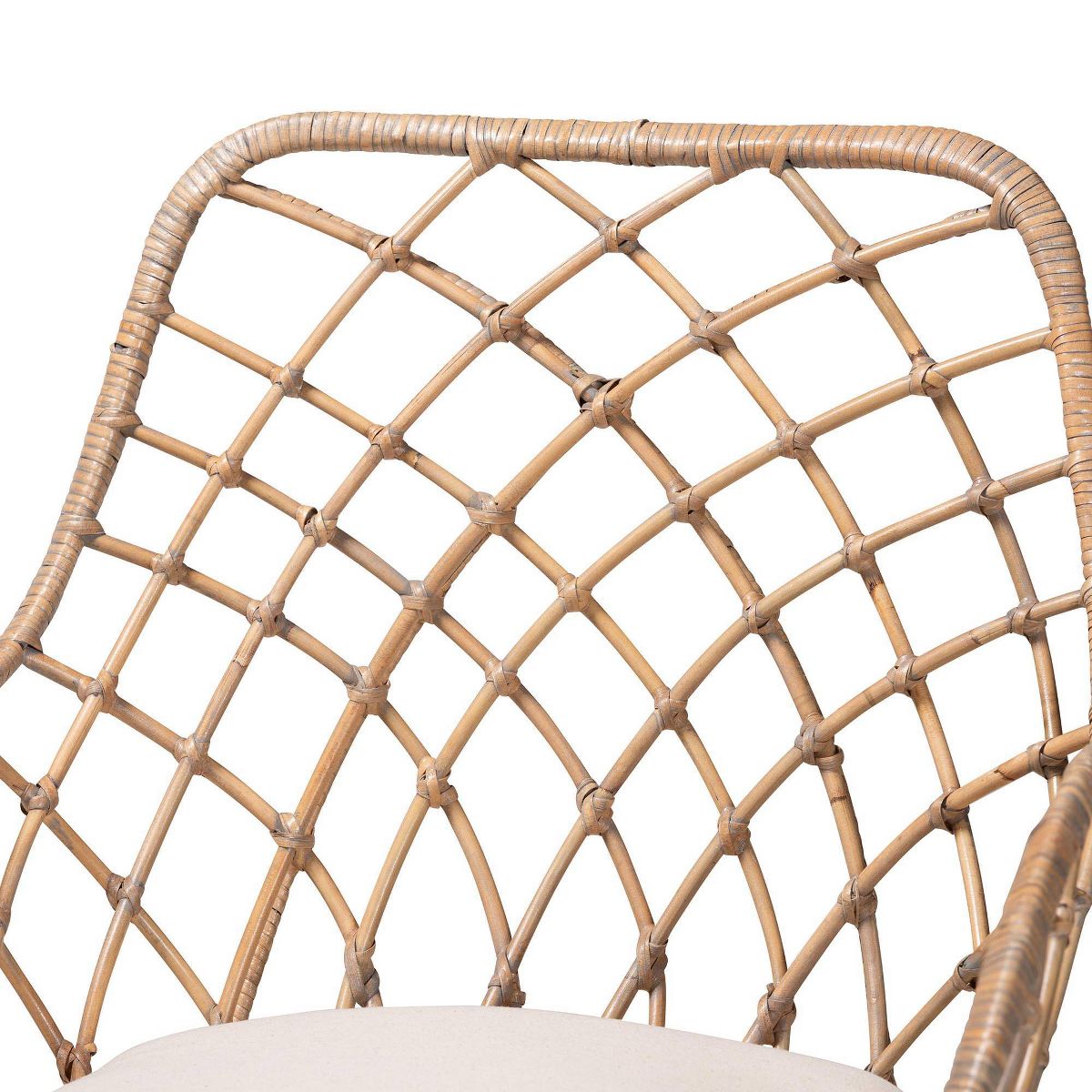 bali & pari Ballerina Rattan and Wood Dining Chair Gray Wash/Natural Brown/White: Upholstered Polyester, Spot Clean - thumbnail 5