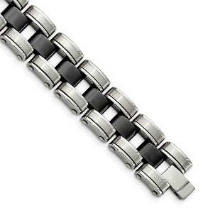 Black Bow Jewelry Men's 17mm Stainless Steel Black Ceramic Panther Link Bracelet, 8.5 In - 1 of 4