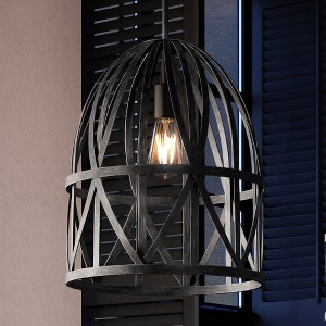 Urban Ambiance Luxury Farmhouse Pendant 17.25''H x 14''W,  Black Oak Finish,  Bairnsdale Collection, UHP4122 - 1 of 4