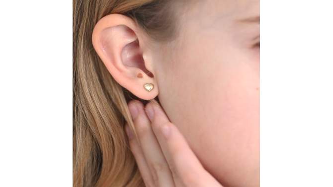 Girls' TIny Puffed Heart Screw Back 14k Gold Earrings - In Season Jewelry, 2 of 7, play video