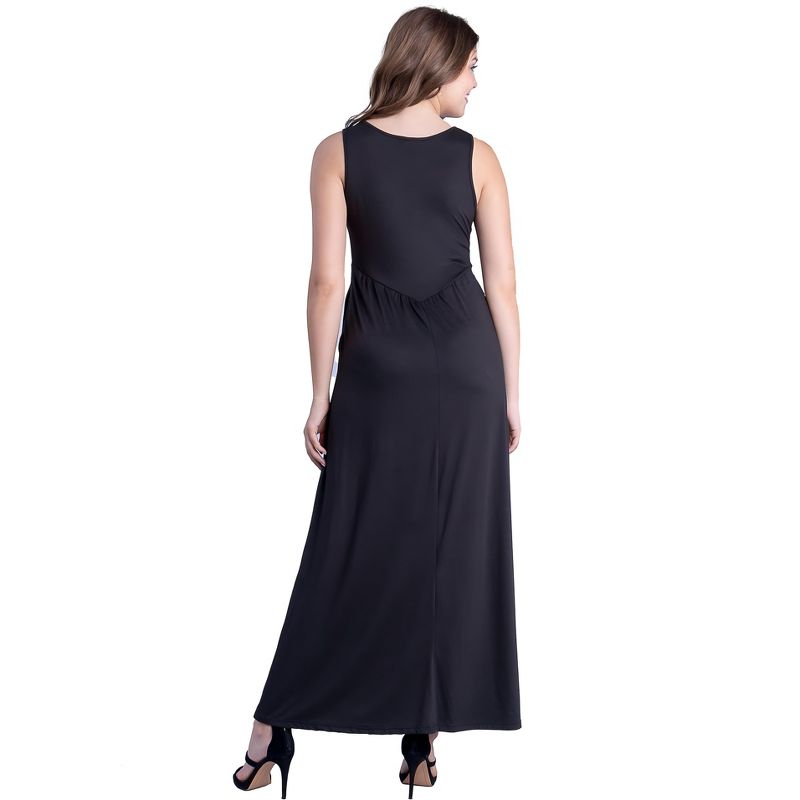 24seven Comfort Apparel Sleeveless V Neck Maxi Dress with Pocket Detail, 3 of 5