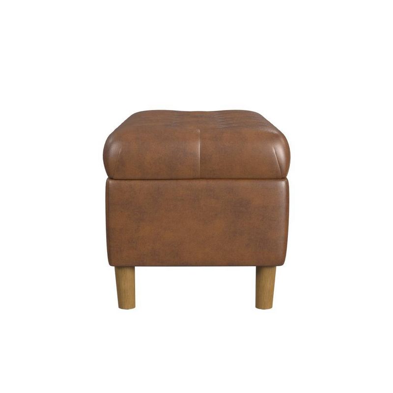 Button Tufted Storage Bench with Cone Wood Legs - HomePop, 3 of 9