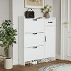Vynxaria White Shoe Cabinet with 4 Doors and 1 Drawer for Ample Storage - 4 of 4