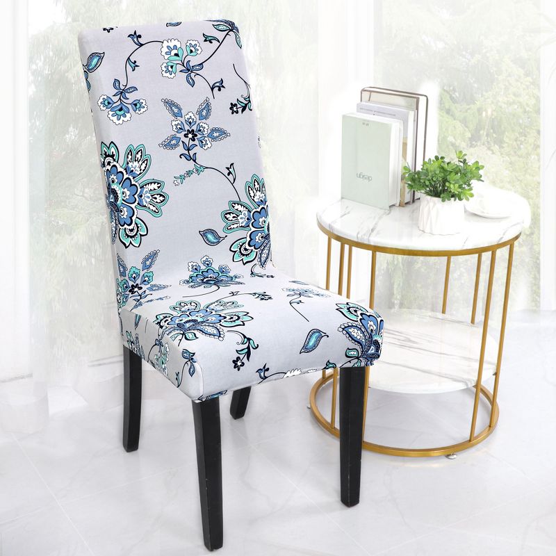 PiccoCasa 1 Pc Polyester Spandex Stretch Prints Dining Chair Slipcovers Multicolored, 1 of 5