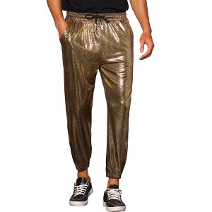 INSPIRE CHIC Men's Sparkly Sequins Dance Metallic Pants - 1 of 4