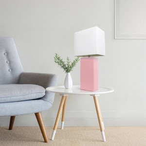 Lalia Home Lexington 21" Leather Base Table Lamps with Fabric Shade - 1 of 4