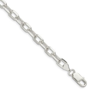 Black Bow Jewelry Men's 6.5mm Sterling Silver D/C Solid Cable Chain Bracelet - 1 of 3