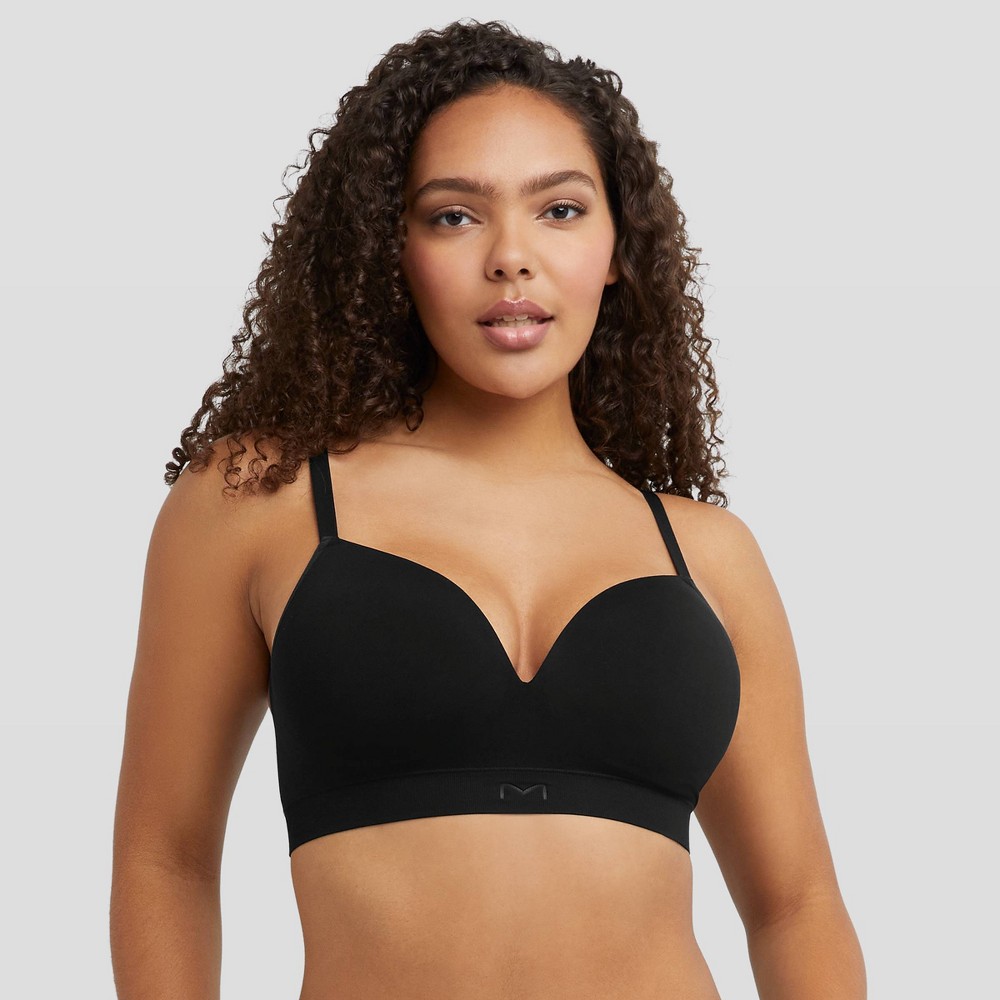 Maidenform M Women's Seamless Bralette MBT110 - Black L: Molded Cup, Adjustable Strap, Medium Coverage, Nylon-Spandex Blend