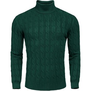 COOFANDY Men's Slim Fit Turtleneck Sweater Casual Twisted Knitted Pullover Sweaters - 1 of 4
