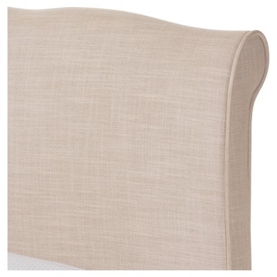 Queen Beige Linen Upholstered Platform Bed with Rubberwood Frame