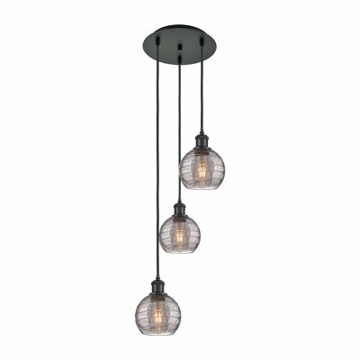 Athens Deco Swirl - 3 Light Cord Hung Multi Pendant In Industrial Style-25.13 Inches Tall and 12.38 Inches Wide