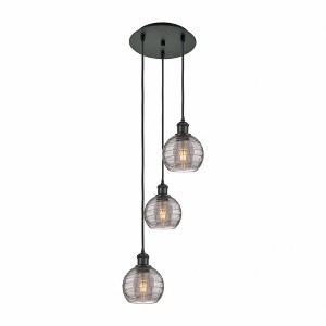 Athens Deco Swirl - 3 Light Cord Hung Multi Pendant In Industrial Style-25.13 Inches Tall and 12.38 Inches Wide - 1 of 1
