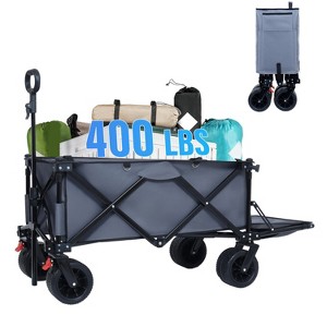 HTUTWOO Beach Collapsible Wagon Cart, Duty 350 lbs, Heavy Folding Utility Cart, Large Beach/Garden Cart for Outdoor Activities, Camping, Groceries - 1 of 4