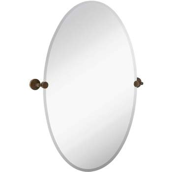 Hamilton Hills 24" x 36" Frameless Oval Pivot Mirror with Oil Rubbed Bronze Rounded Wall Brackets