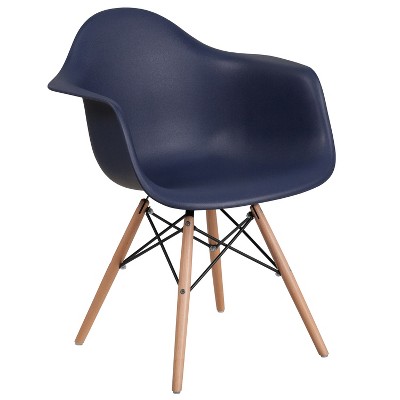 Flash Furniture Alonza Series Plastic Chair with Arms and Wooden Legs