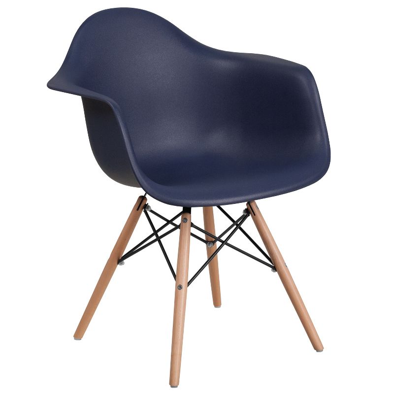 Flash Furniture Alonza Series Plastic Chair with Arms and Wooden Legs, 1 of 12