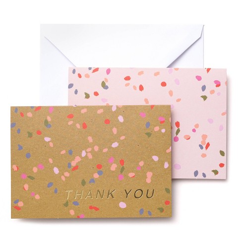 50ct Thank You Confetti Blank Note Cards : Target