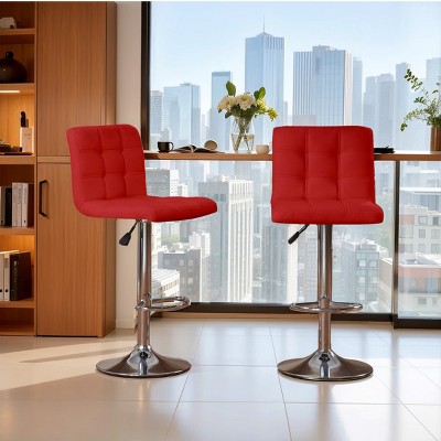 FURNIinspire Counter and Bar Stools 2 Pieces High Chair Bar Stools Counter Height Bar Stools Barstools for Kitchen Counter, Red, 17.32"*20.08"*37.01"