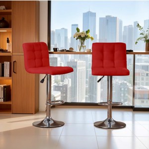 FURNIinspire Counter and Bar Stools 2 Pieces High Chair Bar Stools Counter Height Bar Stools Barstools for Kitchen Counter, Red, 17.32"*20.08"*37.01" - 1 of 4