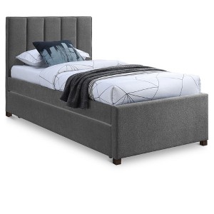 Meridian Furniture,Harper Linen Textured Fabric Twin Trundle Bed - 1 of 4