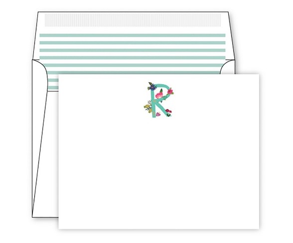 Die -Cut Social Set Vintage Floral Monogram - R
