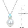 EVERLY JEWELRY  |   Sterling Silver 0.45 CT TGW Ethiopian Opal & 8.5 - 9 MM Cultured Freshwater  Pearl Fashion Pendant With Chain - image 2 of 4